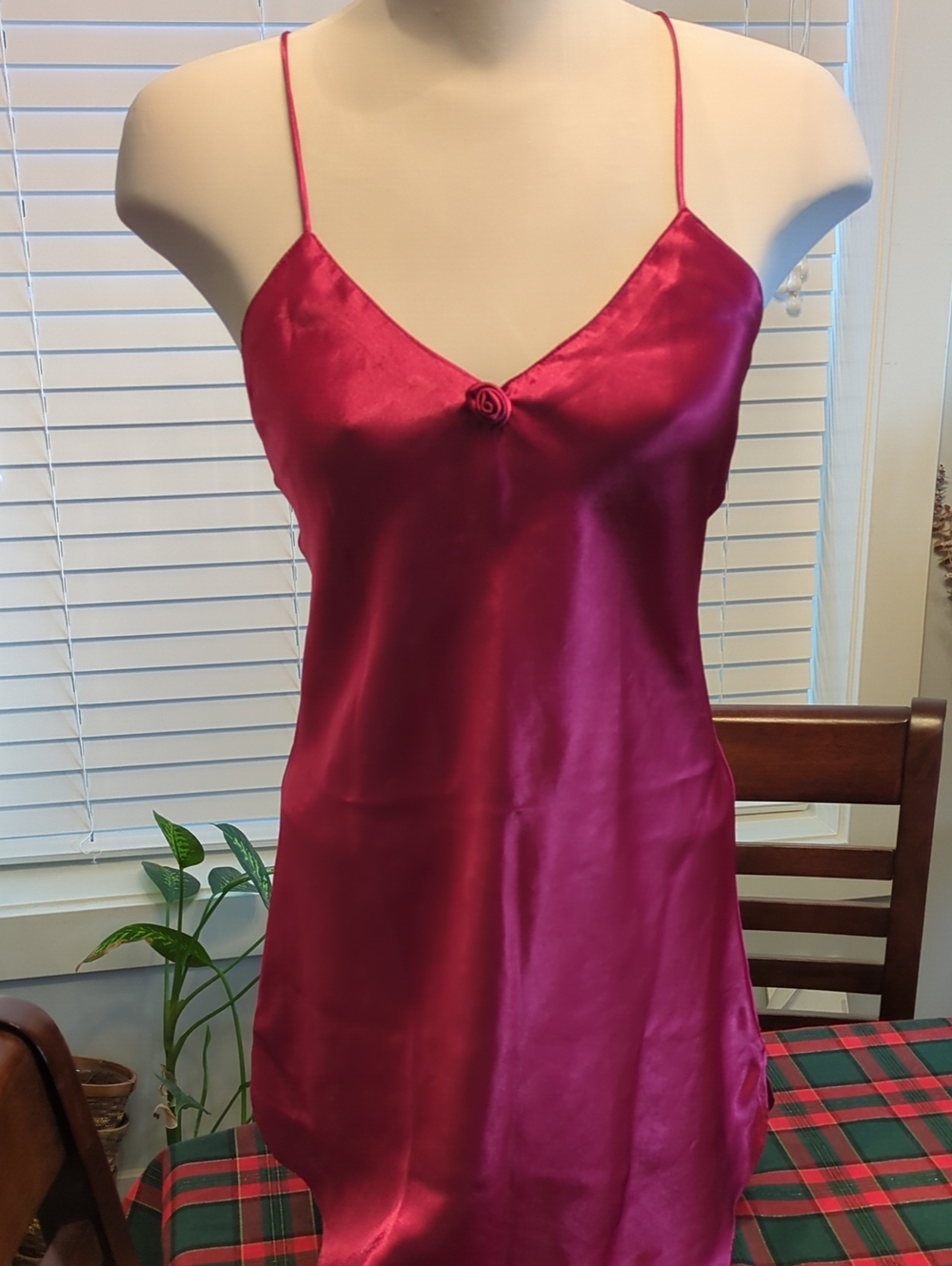 Vintage Godiva Satin Slip Dress With Rosette Detail